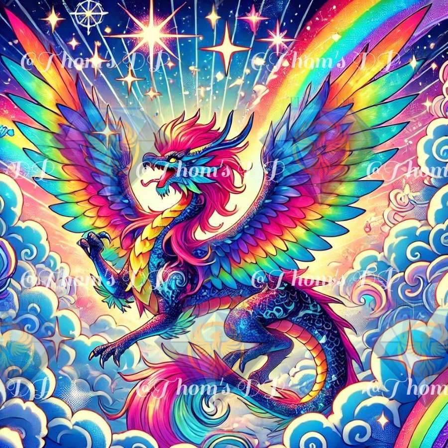 Dragon céleste arc-en-ciel (60/80cm)