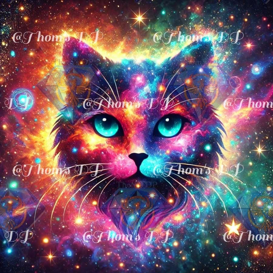 Félin cosmique (60/60cm)