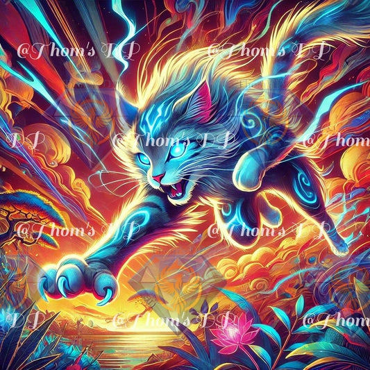 L’éveil du félin divin (60/60cm)